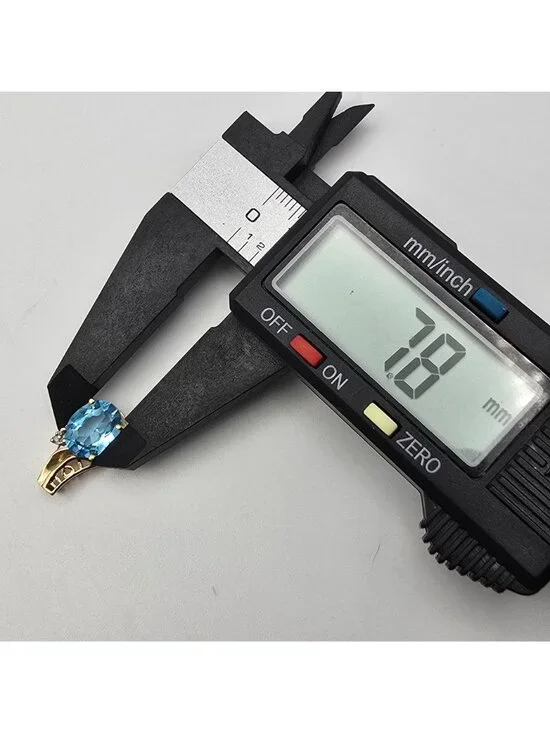 10K Yellow Gold Diamond & Blue Topaz 'I Love You' Slide Pendant - Picture 9 of 11